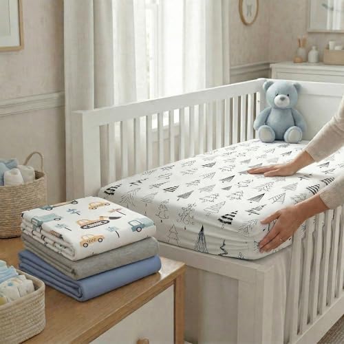 4 Pack Bassinet Fitted Sheets Compatible - Image 5