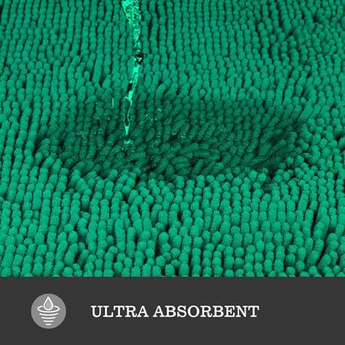 Yeaban Chenille Emerald Bathroom Rug 40"x60", Non-Slip Rubber Backing - Image 5