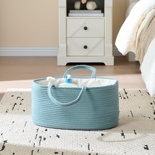 luxury little Diaper Caddy Organizer, Large Cotton Rope Nursery Baby Basket - Image 6