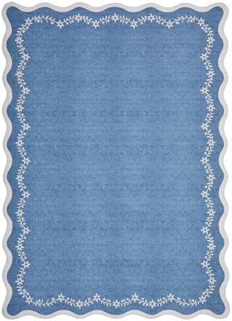 GarveeHome Scalloped Entryway Rug 2x3 Blue Washable Front Door Entry Rug - Image 5