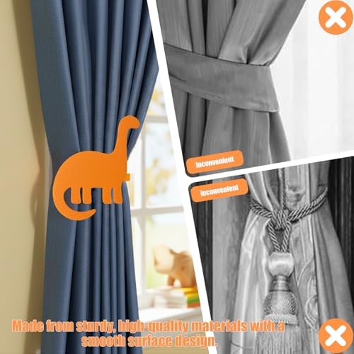 Bright Orange Dinosaur Curtain Holdback, Fun Wall Mounted Curtain Tiebacks - Image 3