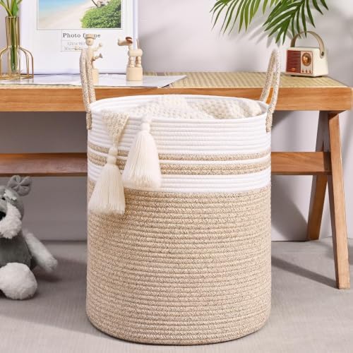 Laundry Hamper for Organizing, 52L Large Laundry Baskets, Cotton Rope Woven - Image 4