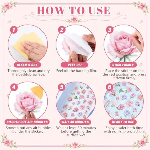 Fullhawl 30 Pcs Rose Non Slip Shower Stickers, Bathtub Safety - Image 3