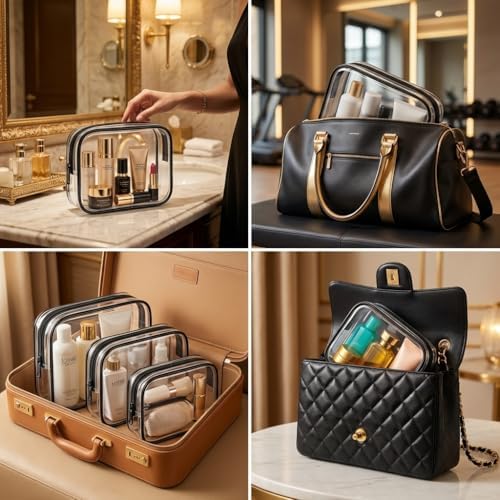 Clear Makeup Bag 4 Pack, TSA Approved Toiletry Bag - Image 6