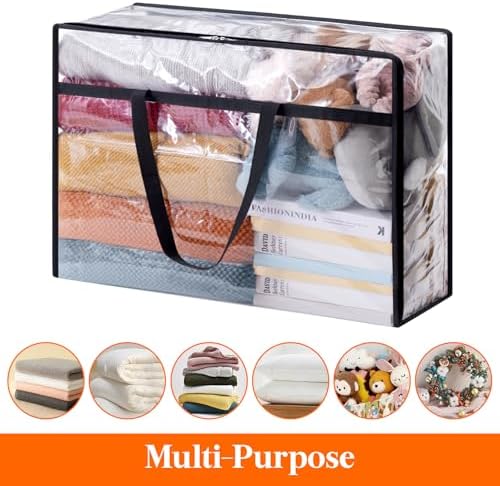 Lifewit 75L Clear Clothes Storage Bags, Plastic Foldable Blanket Storage Bag - Image 5