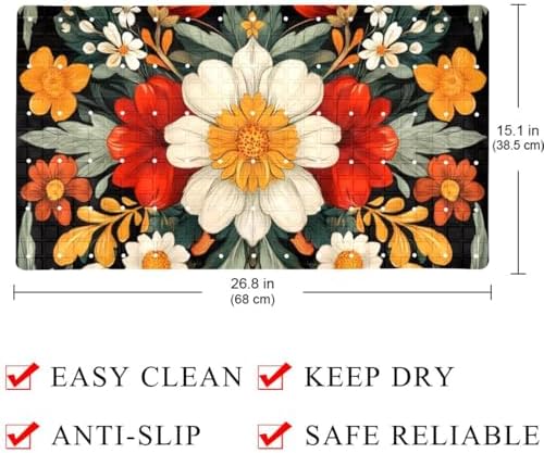 Shower Mat Non Slip, Abstract Colorful Flower Anti Slip Bath Mat - Image 4