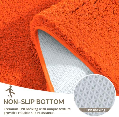 Polyester Bathroom Runner Rug 24"x72" Orange, Soft Shaggy Bath Mat - Image 6