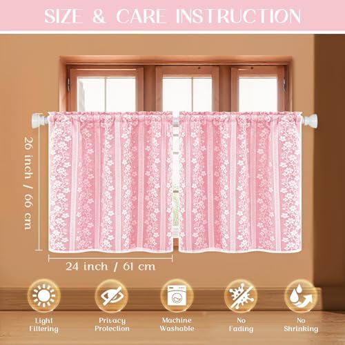 ASPMIZ Pink Kitchen Curtains Double Layer Curtains - Image 6