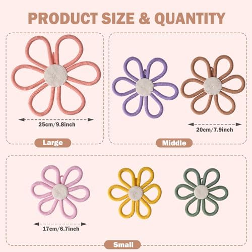 Boho Nursery Decor Daisy Flower Woven Macrame Wall Hanging 3 Size Daisy Flower - Image 4