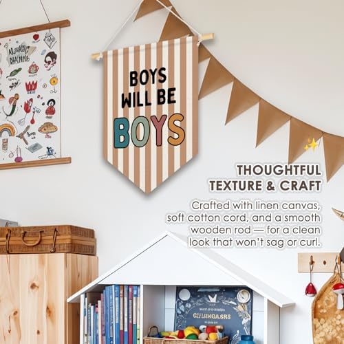 Wheatwin Boy Room Decor, Boys Will Be Boys Wall Hanging Pennant Flag Banner - Image 6