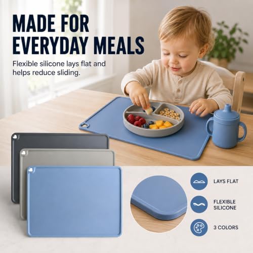 Silicone Placemats for Kids, 3 Pack Toddler Table Mats - Image 4