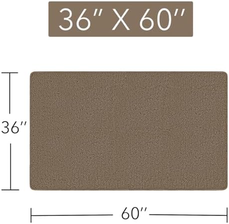 Yeaban Chenille Taupe Bathroom Rug 36"x60", Non-Slip Rubber Backing - Image 2