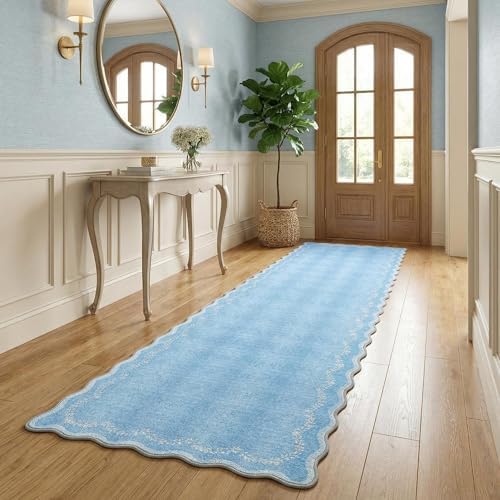 GarveeHome 2.5x8 Scalloped Washable Runner Rug Non Slip Hallway Kitchen Rug - Image 2