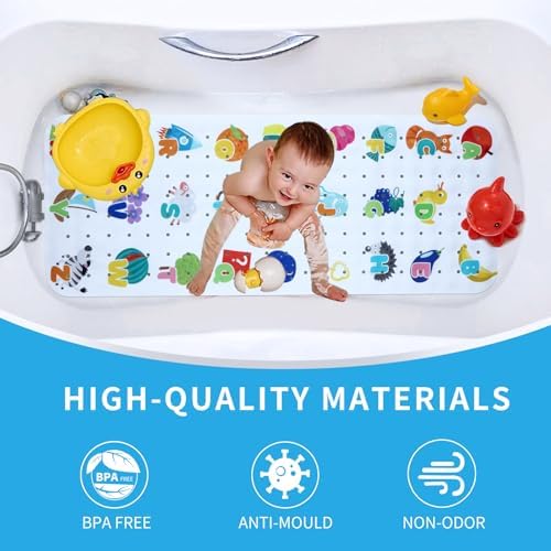 Baby Bath Mat for Tub Non Slip Kids Bathtub Mat Extra Long 40X16 Inch Toddler - Image 2