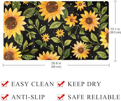 Shower Mat Non Slip, Sunflowers Pattern Anti Slip Bath Mat - Image 4