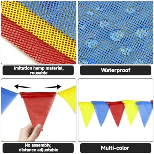 G2PLUS Pre-Strung Triangle Pennant Banner Decorative Flag Garland - Image 3