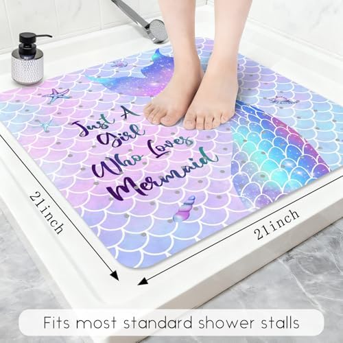 Bathtub Mat Non Slip, Mermaid Square Bath tub Mat Shower Floor Mat - Image 2