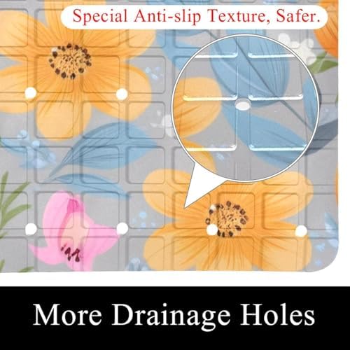 Bath Tub Shower Mat, Washable Bathtub Floor Mats, Suction Cups and Drain Holes - Image 2