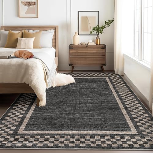 GarveeHome Machine Washable 5x7 Area Rugs Modern Bordered Living Room Rug by GarveeHome