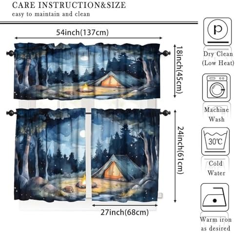 Forest Valance Curtain for Kitchen, Window Treatment Watercolor Mountain Forest - Image 5