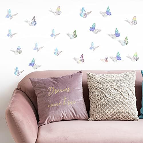 SAOROPEB 3D Butterfly Wall Decor 48 Pcs Laser Butterfly Birthday Decoration - Image 5