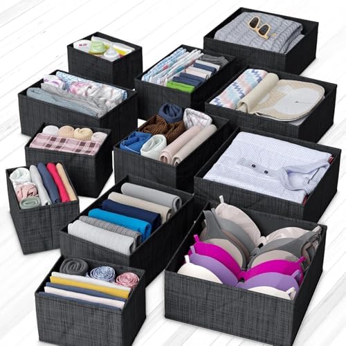 Drawer Organizer Clothes Set of 12 Black - Image 6
