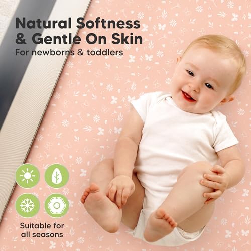 2 Pack and Play Sheets Waterproof Mini Crib Sheet Fitted 38x26 - Image 4