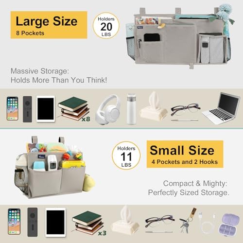 Surblue Bedside Caddy Bunk Bed Storage Organizer Hanging Pockets - Image 3