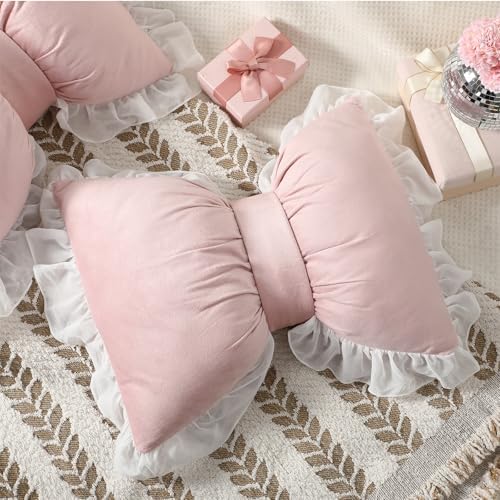 Yousoontic 2 Pcs Bow Throw Pillows 15.7x12.6 in - Image 3