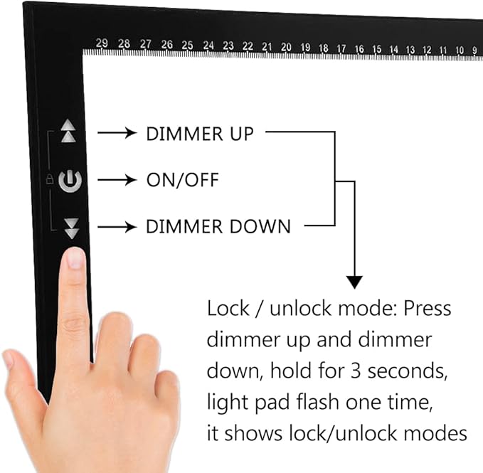 HSK A4 Artist tracing Light Box Copy Table,USB Power Dimmerable 7000 Lux Lock Button Artcraft Light Pad for Tatto Drawing, Sketching, Animation,Diamond Painting