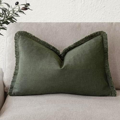 Foindtower Decorative Linen Fringe Lumbar Throw Pillow Covers Cozy Boho by Foindtower