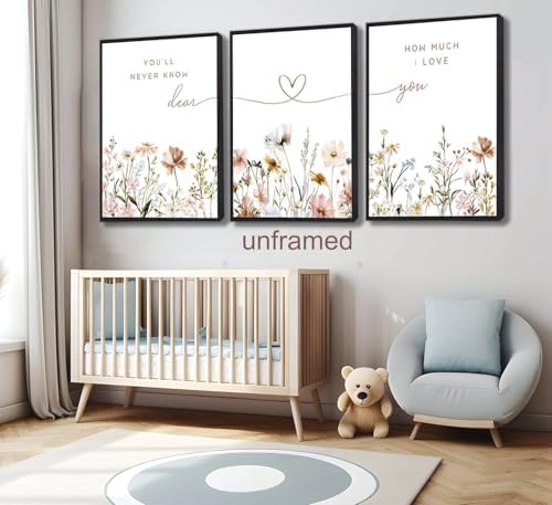 JBZDD 3Pcs Wildflower Nursery Wall Art – Boho Botanical Flower Posters - Image 7