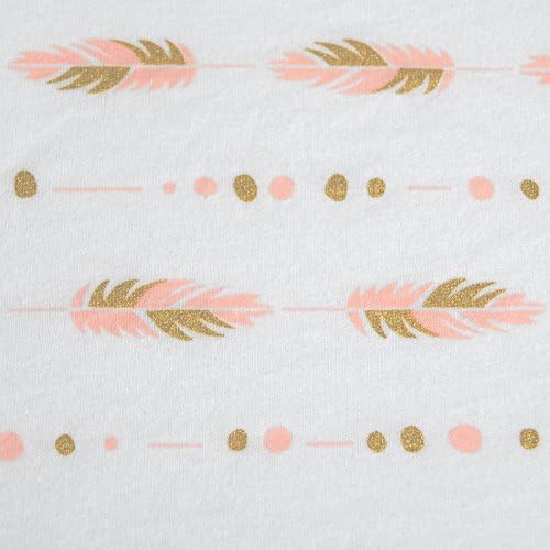 American Baby Company Cotton Fitted Crib Sheet 52x28", Sparkle & PK Feather - Image 3