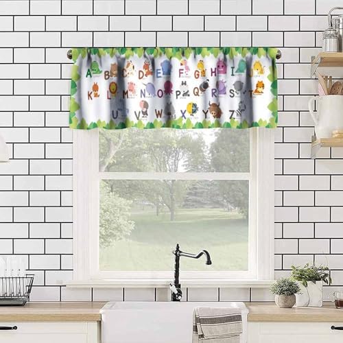 ABC Alphabet Curtains Valance, Cartoon Colorful Animals School Education - Image 4