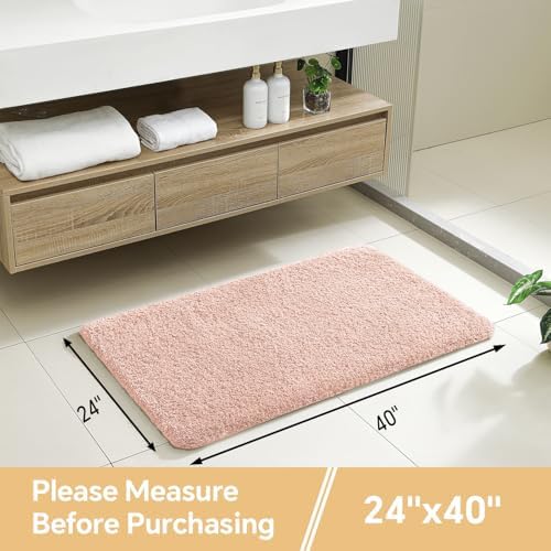 Polyester Bathroom Rug 24"x40" Dusty Pink, Non-Slip Soft Bath Mat - Image 2