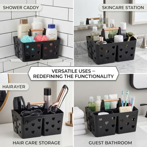 Black Portable Shower Caddy, Plastic Basket Organizer - Image 6