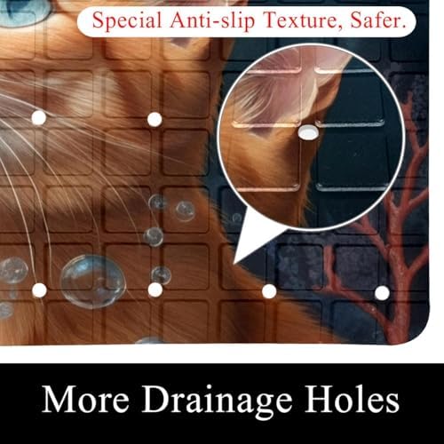 Bathtub Mat Non Slip 26.8x15.1In, Underwater Cat Fish Bath Mat - Image 2