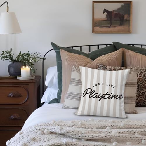 Playroom Decor Pillow Covers 18x18, Kids Room Decor, Long Live Playtime Neutral - Image 3