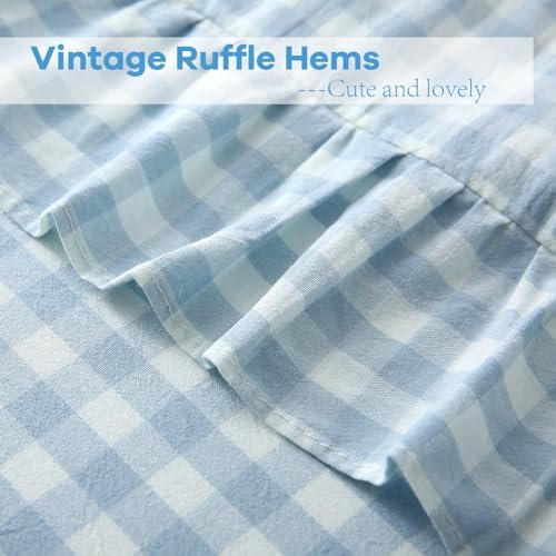 2 Pack Light Blue Gingham Ruffle Throw Pillow Covers 22''x22'' - Image 5