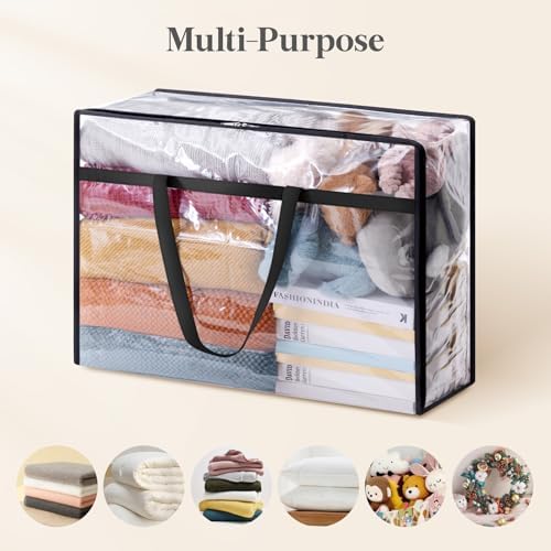 Lifewit 75L Clear Clothes Storage Bags, Plastic Foldable Blanket Storage Bag - Image 5