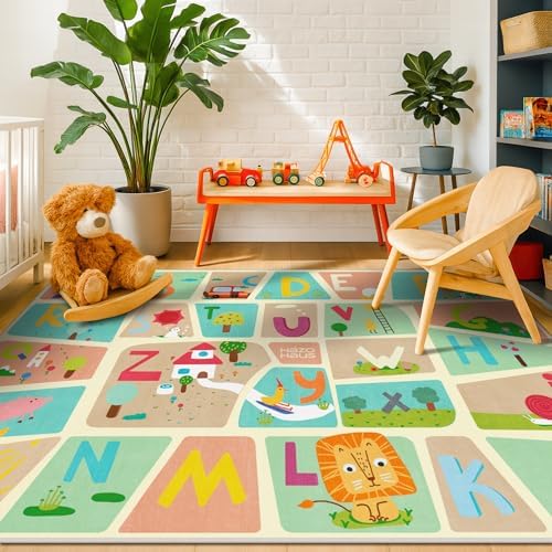 5x7 ABC Alphabet Rug for Preschool Kids – Educational Learning Rug for Toddlers by HazoHaus