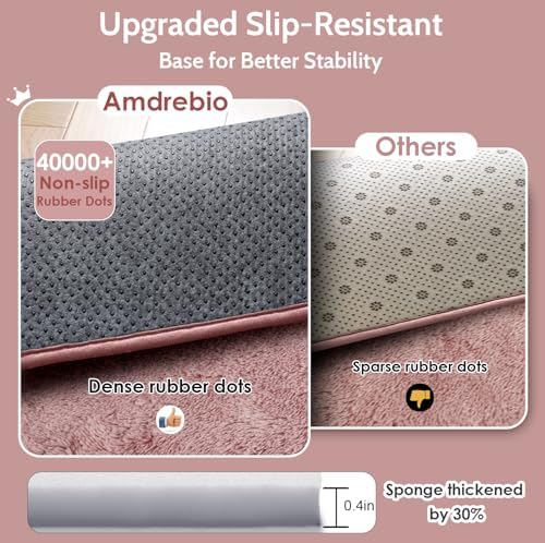 Amdrebio Blush Pink Fluffy Rug 5x8 - Image 4