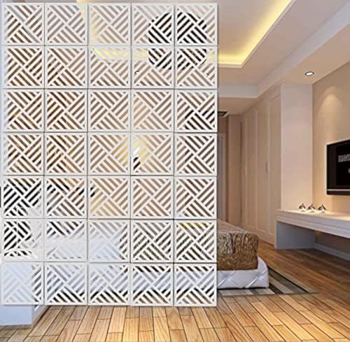 White Hanging Room Divider, 12 Pieces Wood-Plastic DIY Panel Screens Partition by BMIDRUT