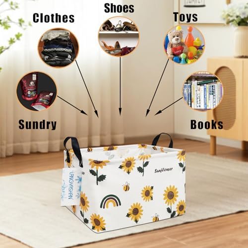 Rectangular Collapsible Sunflower Storage Basket Nursery Organizer - Image 4