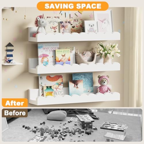 3-Pack Scalloped Shelves, Nursery Shelves, Floating Book Shelves - Image 6