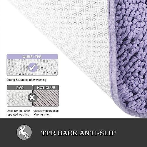 Yeaban Chenille Lavender Bathroom Rug 40"x60", Non-Slip Rubber Backing - Image 3