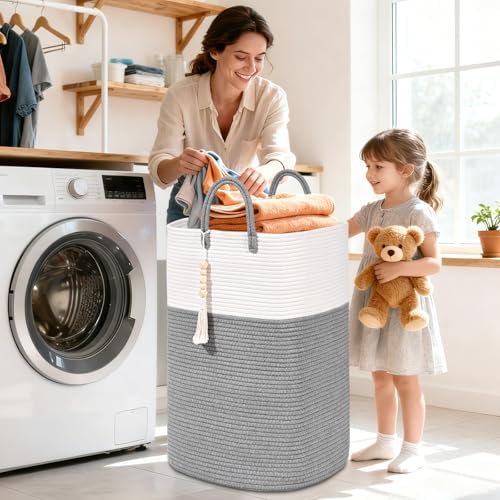 Woven Laundry Basket for Clothes, 65L Large Rectangle Laundry Hampers - Image 2