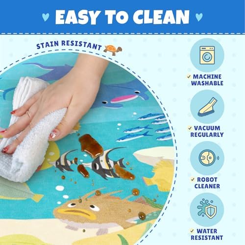 Blue Ocean Themed Rug for Kids Room – 5x8 Underwater Area Rug - Image 3