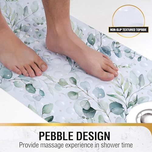 Bathtub Mat Non Slip, 40x16 inch Bath and Shower Safety Mats, Watercolor Green - Image 5
