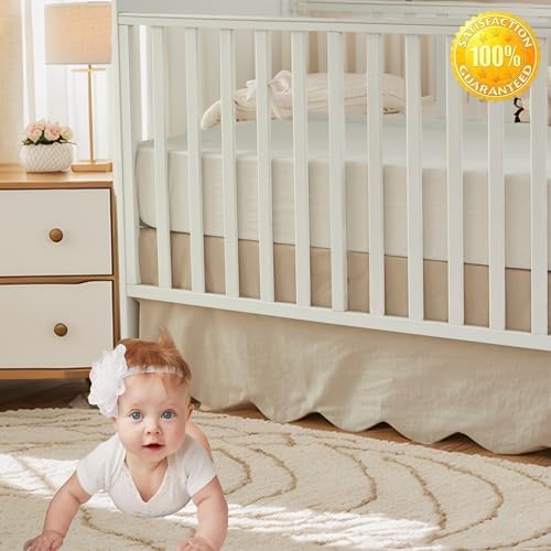 Brandream Scallop Edge Organic Cotton Crib Skirt, Baby Boy, Baby Girl, Gender - Image 4